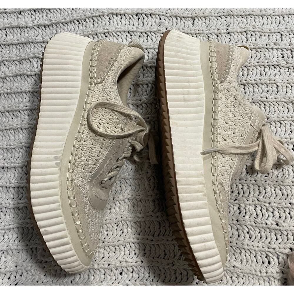 Dolce Vita Dolen Sneaker Platform Woven Sock Stretch Womens 8.5 Sandstone Knit - Picture 4 of 11
